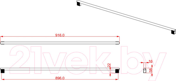 Изображение товара Ручка для мебели Cebi A1240 Smooth MP30 (896мм, матовая бронза)