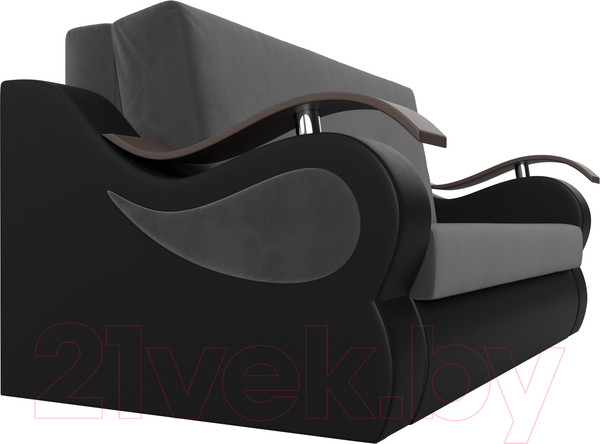 Изображение товара Диван Лига Диванов Меркурий 160 (велюр серый/экокожа черный)