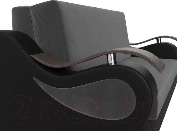 Изображение товара Диван Лига Диванов Меркурий 160 (велюр серый/экокожа черный)