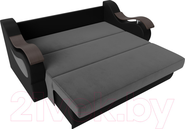 Изображение товара Диван Лига Диванов Меркурий 160 (велюр серый/экокожа черный)