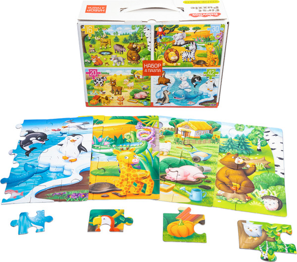 Изображение товара Развивающая игра Baby Toys First Puzzle 4 в 1. Кто где живет / 04362