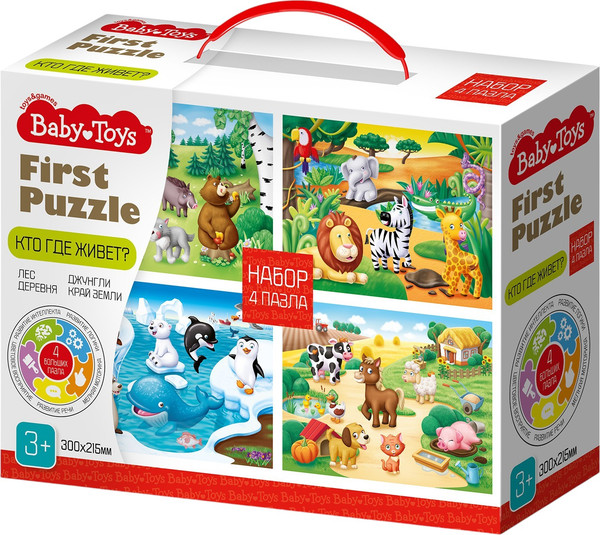 Изображение товара Развивающая игра Baby Toys First Puzzle 4 в 1. Кто где живет / 04362