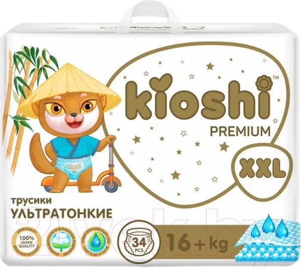 Изображение товара Подгузники-трусики детские KIOSHI Premium Ультратонкие XXL 16+ кг (34шт)