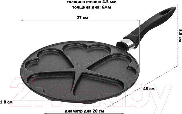 Изображение товара Сковорода для оладий Elan Gallery Гармония вкуса / 121033 (черный оникс)