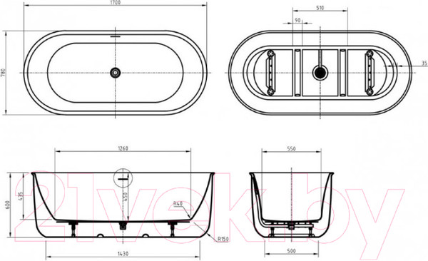 Изображение товара Ванна акриловая BelBagno BB709-1700-780