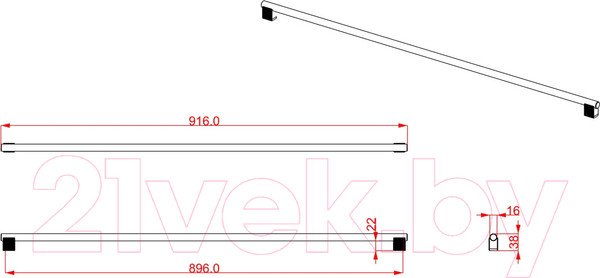 Изображение товара Ручка для мебели Cebi A1240 Diamond MP30 (896мм, матовая бронза)