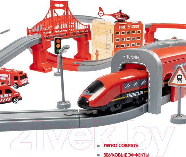 Изображение товара Железная дорога игрушечная Bondibon С электропоездом. Пожарная охрана / ВВ6074