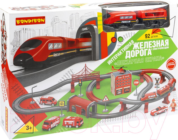 Изображение товара Железная дорога игрушечная Bondibon С электропоездом. Пожарная охрана / ВВ6074