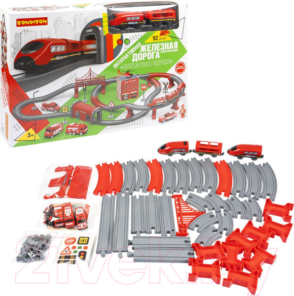 Изображение товара Железная дорога игрушечная Bondibon С электропоездом. Пожарная охрана / ВВ6074
