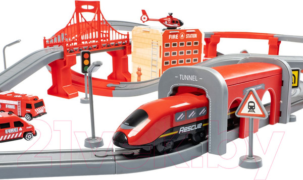 Изображение товара Железная дорога игрушечная Bondibon С электропоездом. Пожарная охрана / ВВ6074