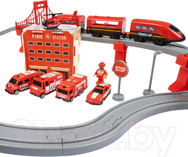 Изображение товара Железная дорога игрушечная Bondibon С электропоездом. Пожарная охрана / ВВ6074