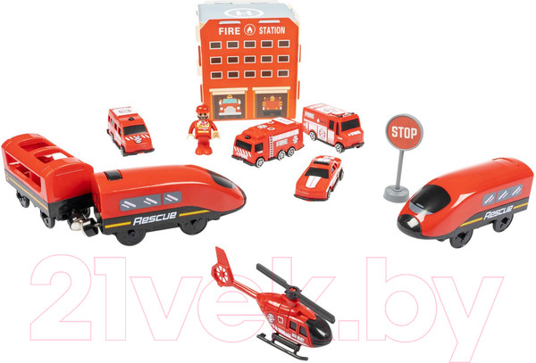 Изображение товара Железная дорога игрушечная Bondibon С электропоездом. Пожарная охрана / ВВ6074