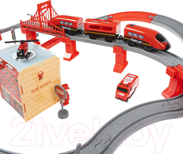 Изображение товара Железная дорога игрушечная Bondibon С электропоездом. Пожарная охрана / ВВ6074