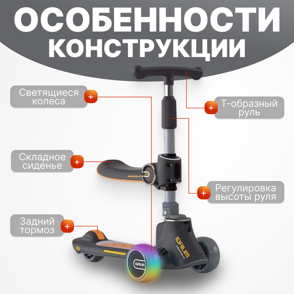 Изображение товара Самокат детский Ricos Mijiaqi TBD0603115502 (серый)