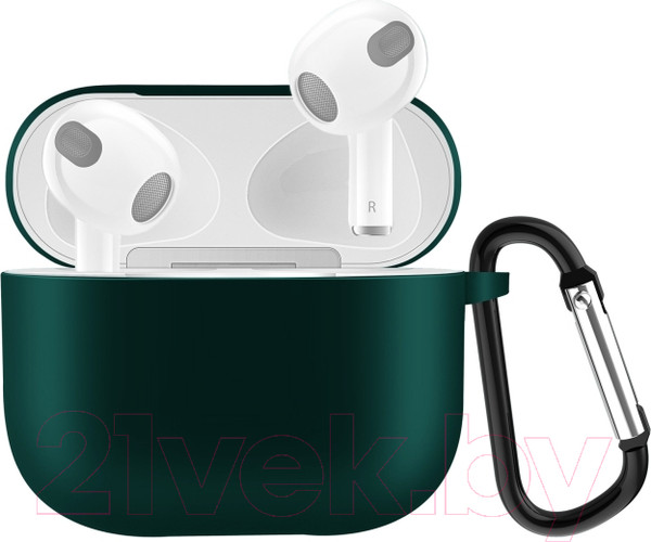 Изображение товара Чехол для наушников Sundays Для AirPods 3 с карабином (зеленый)