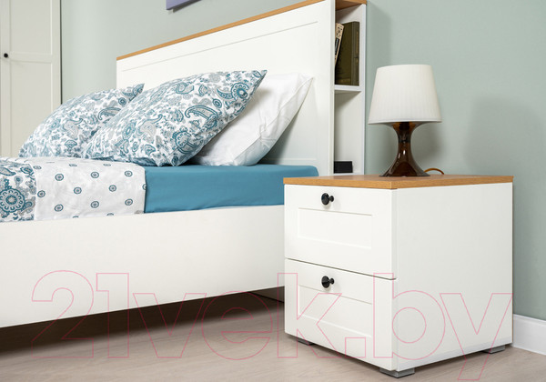 Изображение товара Двуспальная кровать Mobi Остин 11.53 160x200 (белый PE шагрень/дуб золотой craft/белая шагрень 4101)