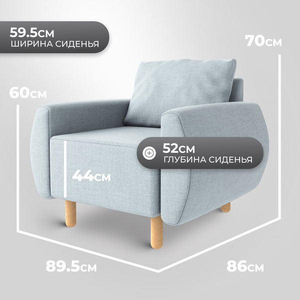 Изображение товара Кресло мягкое Mio Tesoro Тулисия (Pastel Blue)