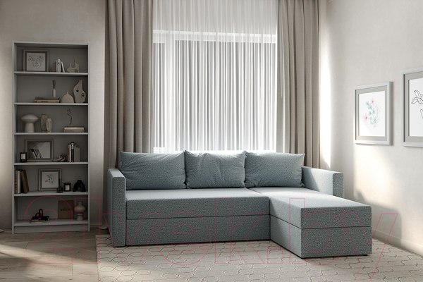 Изображение товара Диван угловой Mio Tesoro Тилаус короткий подлокотник (Mint/Grey)