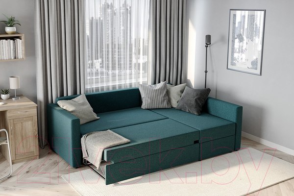 Изображение товара Диван угловой Mio Tesoro Тилаус длинный подлокотник (Turquoise)