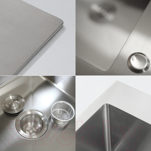 Изображение товара Мойка кухонная AKS Прямоугольная 78x51 левая (сатин никель)