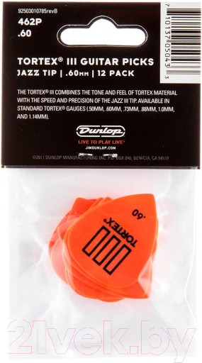 Изображение товара Набор медиаторов Dunlop Manufacturing 462P.60 Tortex III.60