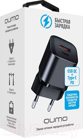 Изображение товара Адаптер питания сетевой Qumo Energy Charger 0071 / Q43013 (черный)
