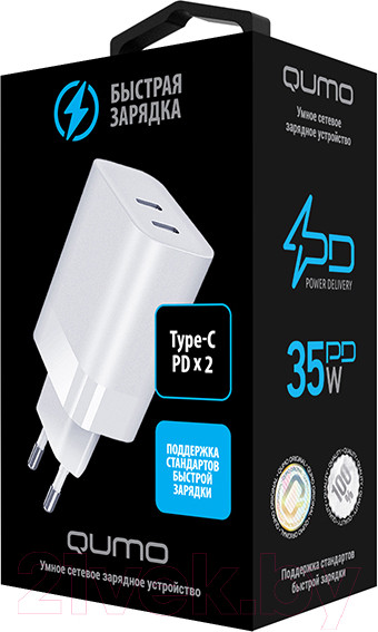 Изображение товара Адаптер питания сетевой Qumo Energy Charger 0074 / Q43016 (белый)