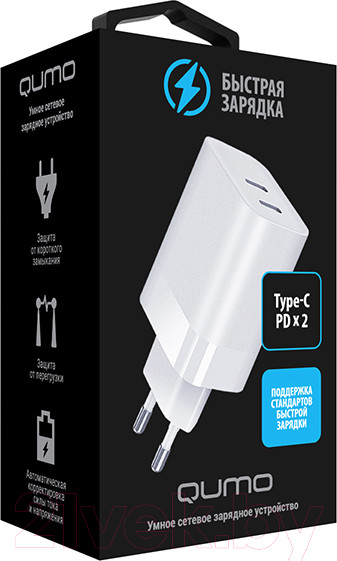 Изображение товара Адаптер питания сетевой Qumo Energy Charger 0074 / Q43016 (белый)