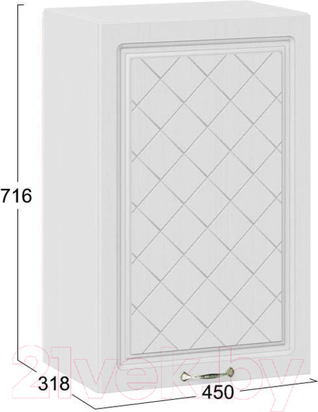 Изображение товара Шкаф навесной для кухни ТриЯ Бьянка 1В45 (белый/дуб белый)