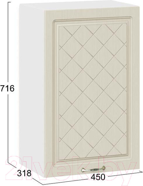 Изображение товара Шкаф навесной для кухни ТриЯ Бьянка 1В45 (белый/дуб ваниль)