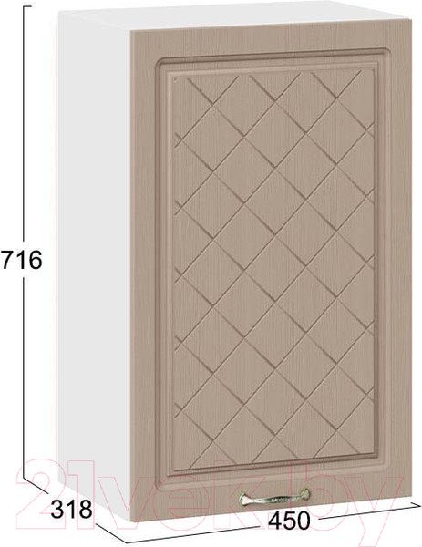 Изображение товара Шкаф навесной для кухни ТриЯ Бьянка 1В45 (белый/дуб кофе)