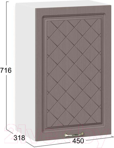 Изображение товара Шкаф навесной для кухни ТриЯ Бьянка 1В45 (белый/дуб серый)