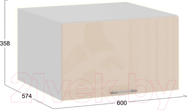 Изображение товара Шкаф навесной для кухни ТриЯ Весна 1В6ГП (белый/ваниль глянец)