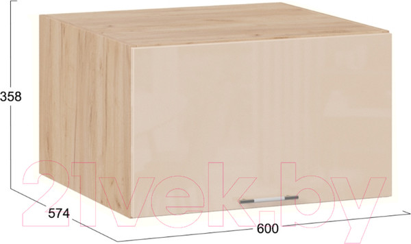 Изображение товара Шкаф навесной для кухни ТриЯ Весна 1В6ГП (дуб крафт золотой/ваниль глянец)