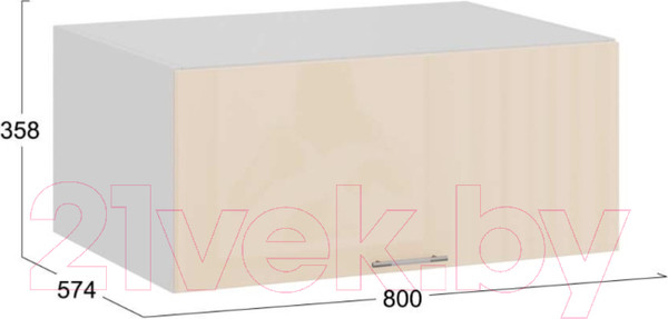 Изображение товара Шкаф навесной для кухни ТриЯ Весна 1В8ГП (белый/ваниль глянец)