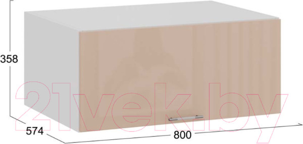 Изображение товара Шкаф навесной для кухни ТриЯ Весна 1В8ГП (белый/кофе с молоком)