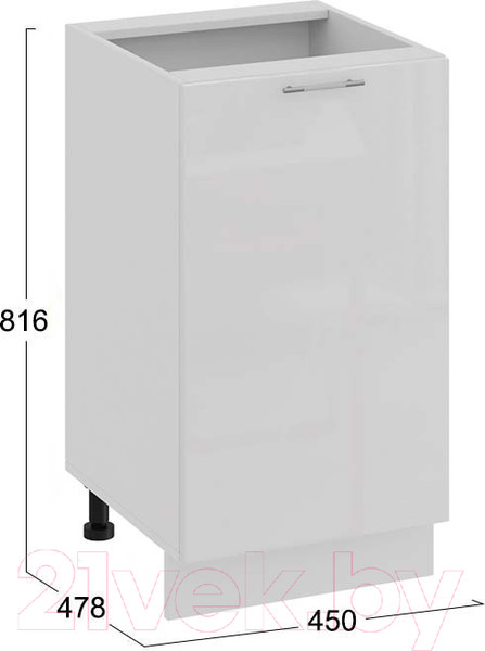 Изображение товара Шкаф-стол кухонный ТриЯ Весна 1Н45 (белый/белый глянец)