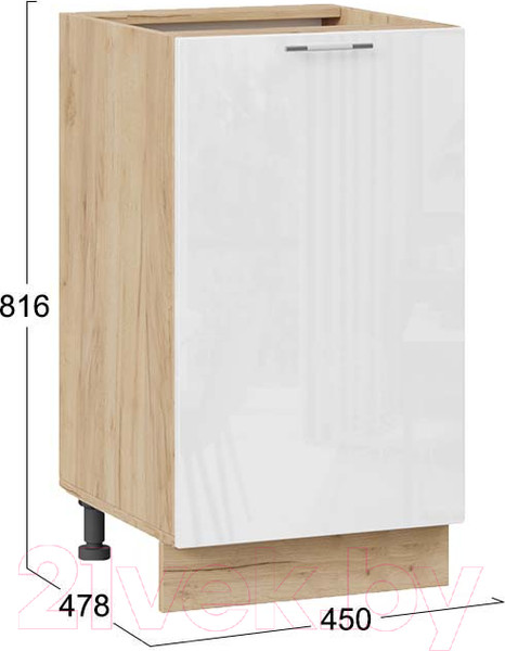 Изображение товара Шкаф-стол кухонный ТриЯ Весна 1Н45 (дуб крафт золотой/белый глянец)