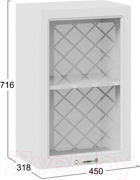 Изображение товара Шкаф навесной для кухни ТриЯ Бьянка 1В45С (белый/дуб белый)