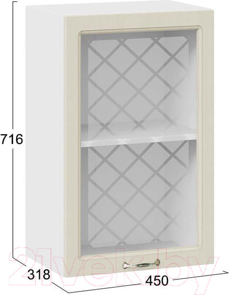 Изображение товара Шкаф навесной для кухни ТриЯ Бьянка 1В45С (белый/дуб ваниль)