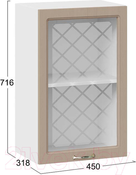 Изображение товара Шкаф навесной для кухни ТриЯ Бьянка 1В45С (белый/дуб кофе)