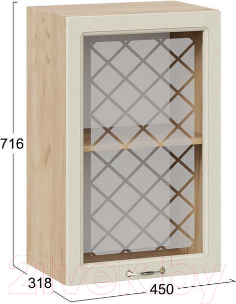Изображение товара Шкаф навесной для кухни ТриЯ Бьянка 1В45С (дуб крафт золотой/дуб ваниль)