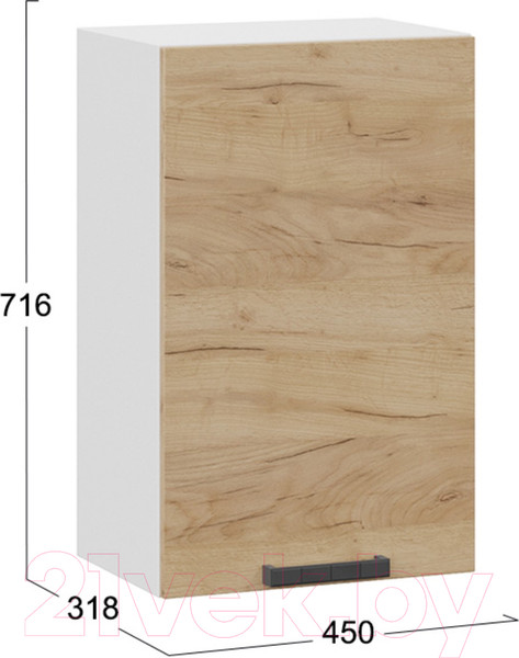 Изображение товара Шкаф навесной для кухни ТриЯ Детройт 1В45 (белый/дуб крафт золотой)