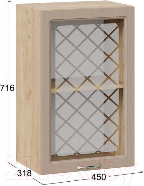 Изображение товара Шкаф навесной для кухни ТриЯ Бьянка 1В45С (дуб крафт золотой/дуб кофе)