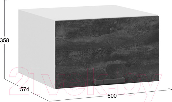 Изображение товара Шкаф навесной для кухни ТриЯ Детройт 1В6ГП (белый/угольный камень)