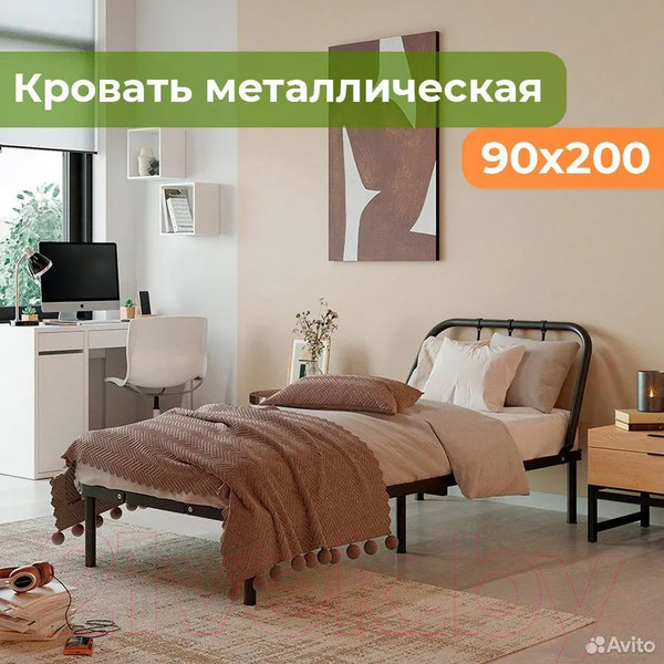 Изображение товара Односпальная кровать Домаклево Мира 90x200 (черный)