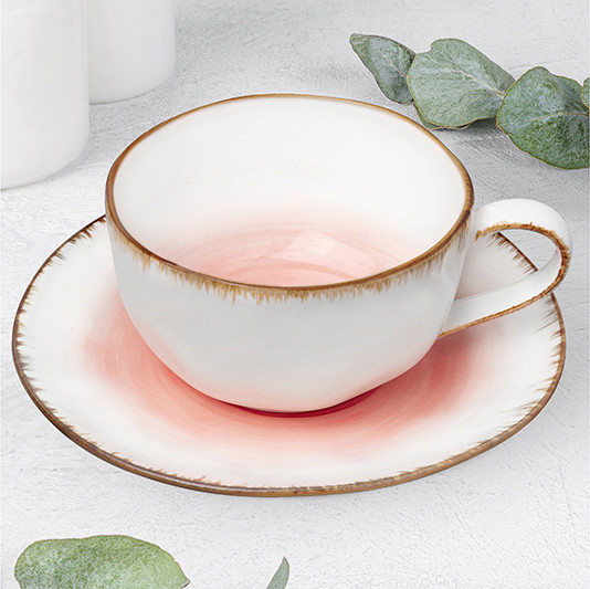 Изображение товара Чашка с блюдцем Elan Gallery Кантри / 760101 (коралловый)