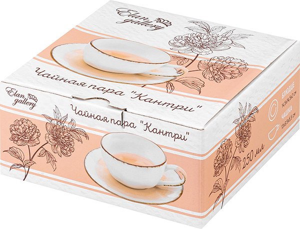 Изображение товара Чашка с блюдцем Elan Gallery Кантри / 760101 (коралловый)