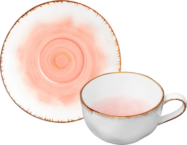 Изображение товара Чашка с блюдцем Elan Gallery Кантри / 760101 (коралловый)