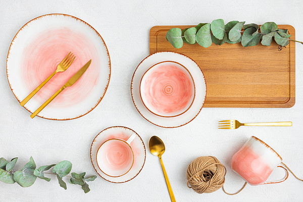 Изображение товара Чашка с блюдцем Elan Gallery Кантри / 760101 (коралловый)